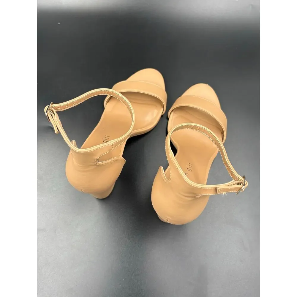 Madden Girl Beella Block Heel Sandals in the color Cafe Size 8